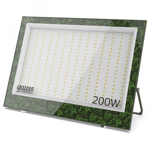 Прожектор светодиодный ДО 200 Вт 18000 лм 6500К AC 220В Зеленый IP65 368х277х37мм ХАКИ Elementary - фото 1