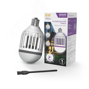 Лампа светодиодная антимоскитная LED 6 Вт 400 Лм 3500К E27 теплая антимоскитная Mosquito Gauss GMQ01 GAUSS - 3