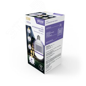 Лампа светодиодная антимоскитная LED 6 Вт 400 Лм 3500К E27 теплая антимоскитная Mosquito Gauss GMQ01 GAUSS - 6