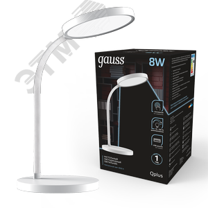 Светильник настольный светодиодный LED 8 Вт 500 Лм 4000К модель GTL503 белый с USB разъемом диммируемый Qplus