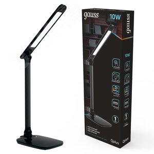 Светильник настольный светодиодный LED 10 Вт 590 Лм 2700-6000К модель GTL504 черный с USB разъемом диммируемый Qplus Gauss