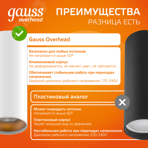 Светильник светодиодный ДБО 12 Вт 900 лм 3000К AC 220В Белый IP20 D200х200мм Алюминий Overhead - фото 9