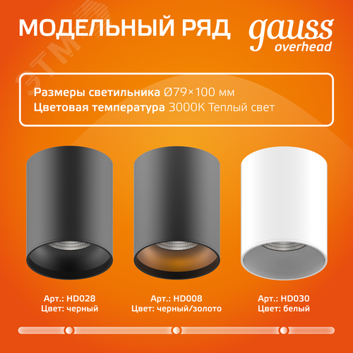 Светильник светодиодный ДБО 12 Вт 900 лм 3000К AC 220В Черный IP20 D79х100мм Алюминий Overhead - фото 8