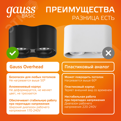 Светильник светодиодный ДБО 24 Вт 1600 лм 3000К AC 220В Черный IP20 D180х100мм Алюминий Overhead - фото 9