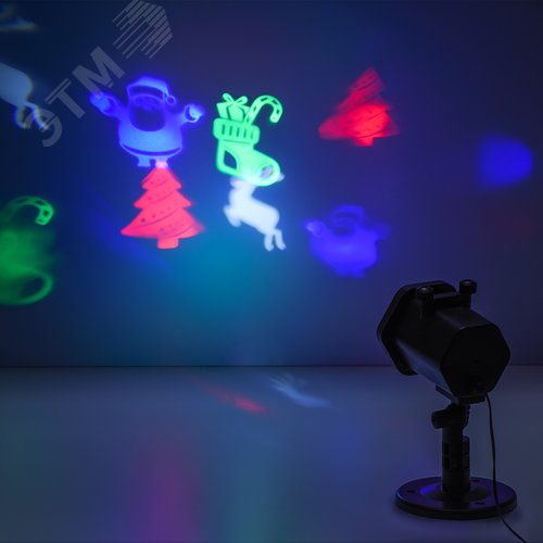 Проектор светодиодный ''4 картинки'' анимированные картинки Дед Мороз Рождественский Олень Подарки Ёлка IP44 Holiday - фото 17