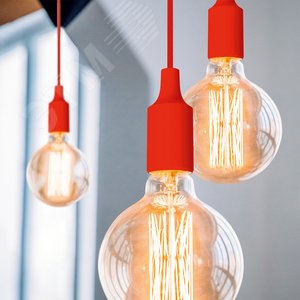 Светильник подвесной под лампу 1хE27 AC 220В Красный IP20 1000х40х94мм Пластик Decor - фото 6