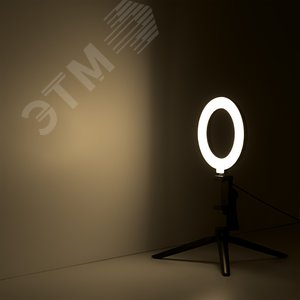 Светильник светодиодный настольный кольцевой 10 Вт 600 лм 3000-6500К Черный IP20 Пластик управление пультом изменение цветовой температуры и яркости освещения Ring - фото 5