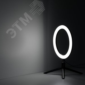 Светильник кольцевой светодиодный LED 14 Вт 700 Лм 3000-6500К черный с USB разъемом диммируемый с пультом Ring RL002 GAUSS - 3