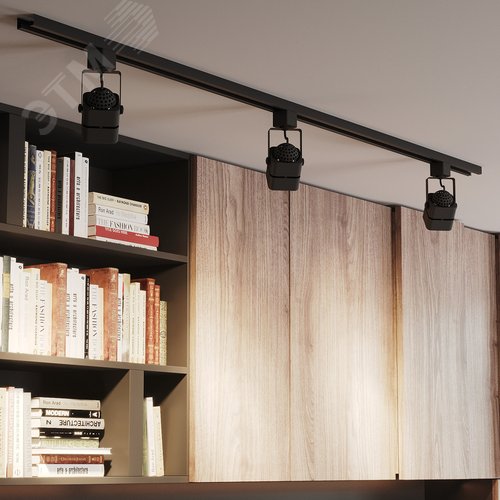 Светильник трековый на шинопровод под лампу 1хGU10 AC 220В Черный IP20 80х60х145мм однофазный Track - фото 12