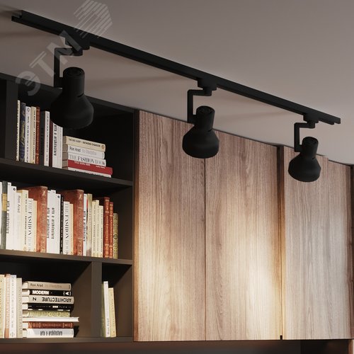 Светильник трековый на шинопровод под лампу 1хE27 AC 220В Черный IP20 150х112х230мм однофазный Track - фото 12