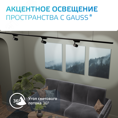Светильник светодиодный трековый на шинопровод ДПО 8 Вт 750 лм 4000К AC 220В Черный IP20 D110х155мм однофазный угол 36 грд Track - фото 4