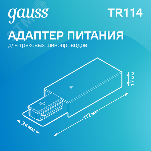 Адаптер питания для подключения трековых шинопроводов к сети AC 220В Белый IP20 Track - фото 3