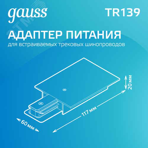 Адаптер питания для подключения трековых шинопроводов к сети AC 220В Черный IP20 Track - фото 3