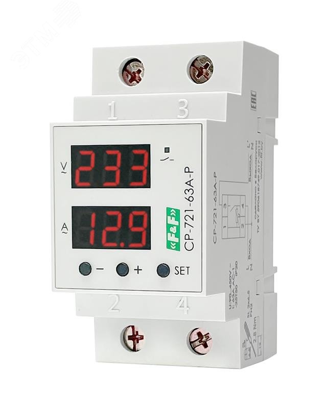 Изображение товара Реле напряжения с контролем тока CP-721-63A-P на DIN-рейку