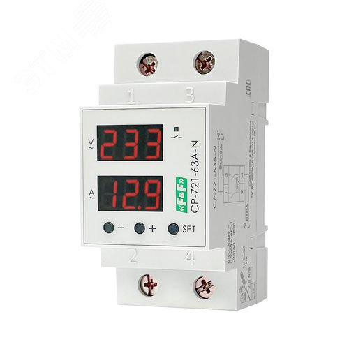 Изображение товара Реле напряжения с контролем тока и разрывом нуля CP-721-63A-N (шт)