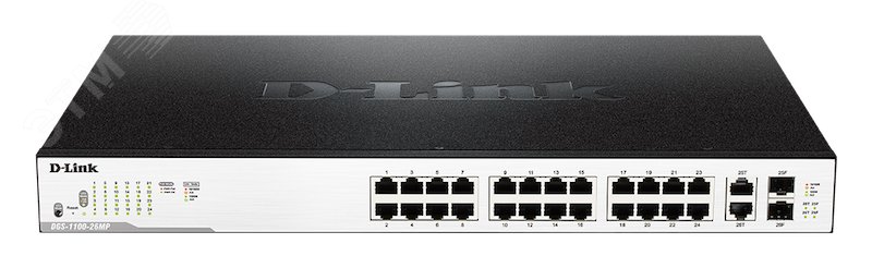Коммутатор управляемый PoE L2 24 порта 10/100/1000 Мб/с, 2хSFP 370 Вт ...