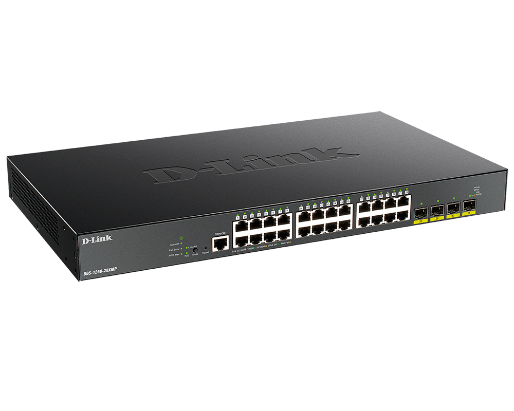 Коммутатор управляемый L2 28 портов RJ45/SFP 10   100 1000 Мб/с PoE 370Вт
