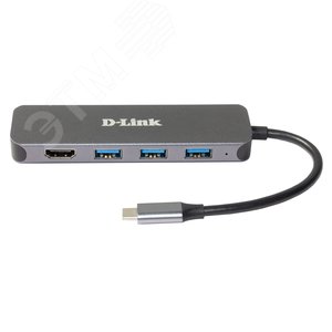 Разветвитель USB 1хUSB Type-C, 3хUSB 3.0 Type-A, 1хUSB Type-C/PD 3.0, 1хHDMI DUB-2333/A1A D-Link