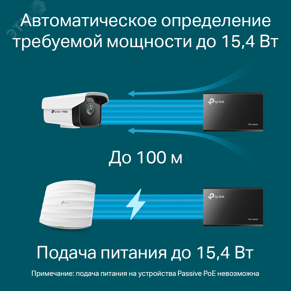 Инжектор PoE 2хRJ45 10/100/1000 Мб/с, 802.3af, до 15.4 Вт TL-PoE150S TP-Link - превью 6