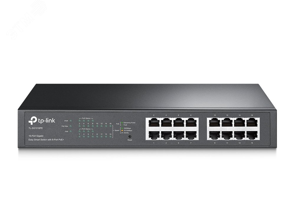 Коммутатор управляемый PoE 16 портов, 8хPoE 10/100/1000 Мб/с, 8хRJ45 ...
