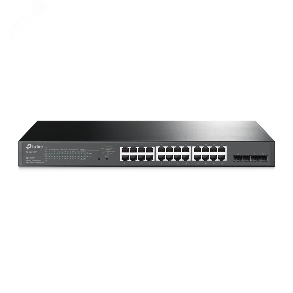 Коммутатор управляемый L2 PoE+ JetStream 24 порта 1000 Мб/с, 4хSFP, 250 Вт TL-SG2428P TP-Link