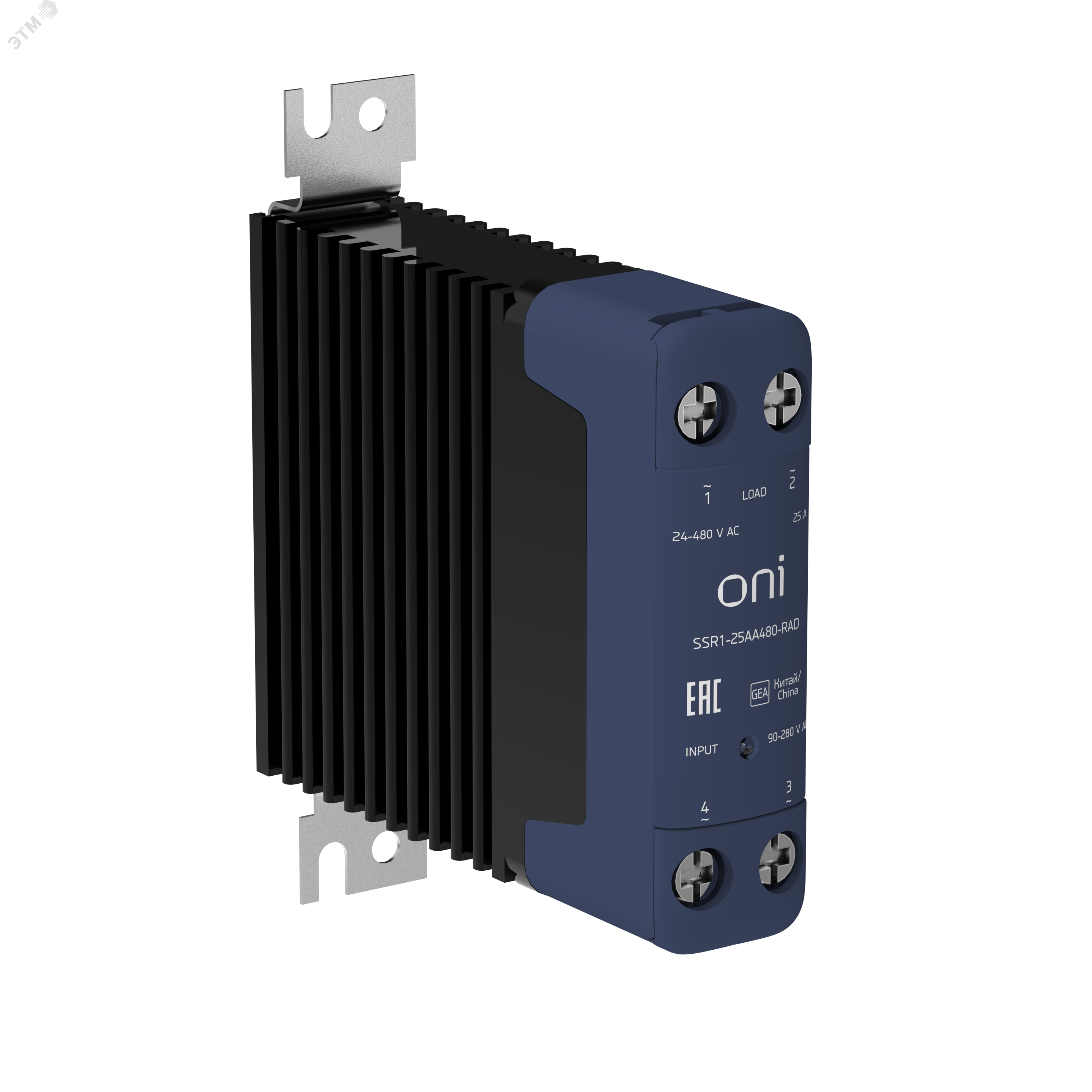Изображение товара Реле твердотельное SSR1 25А 90-280В AC 24-480В AC с радиатором (шт)