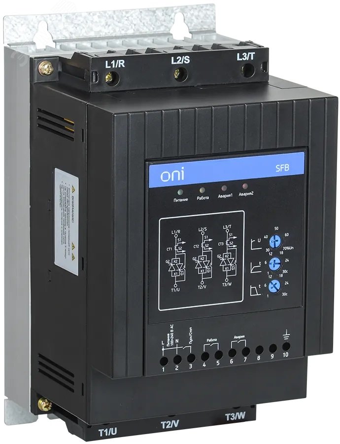 Устройство плавного пуска SFB 3Ф 380В 30кВт 60A Uупр 110-220В Modbus SFB-33-30-A-10 ONI