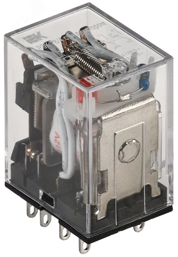 Изображение товара Реле промежуточное 12 В DC 4 переключающих контакта 3 A РЭК78/4 с индикацией (шт)
