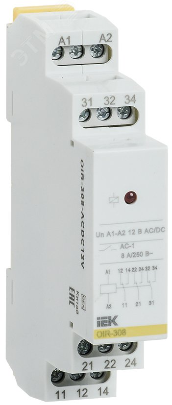 Реле промежуточное OIR 3 конт (8А). 12 В AC/DC OIR-308-ACDC12V ONI