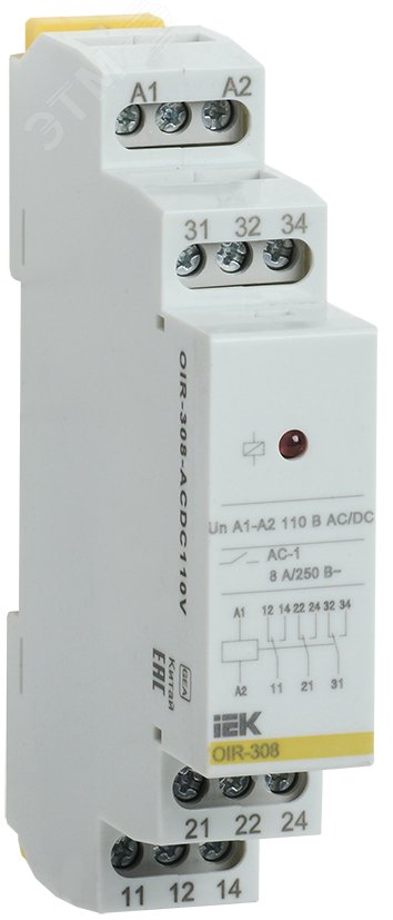 Реле промежуточное OIR 3 конт (8А). 110В AC/DC OIR-308-ACDC110V ONI