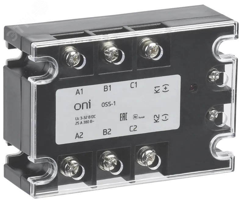 Изображение товара Реле твердотельное ONI OSS-1 25А 380В AC 3-32В DC для монтажа