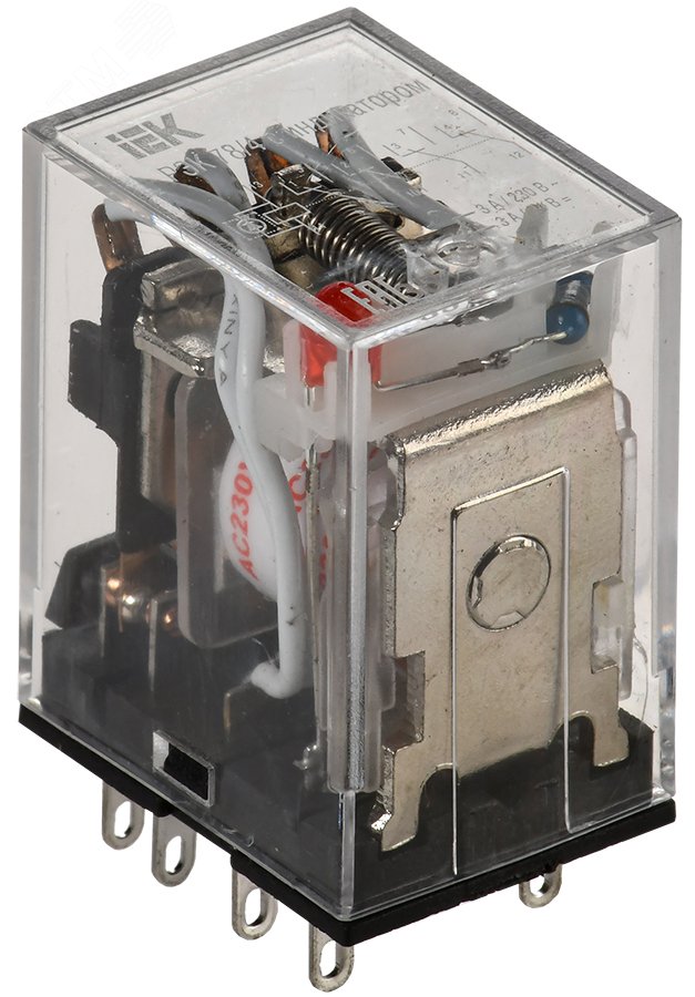 Изображение товара Реле промежуточное 230 В переменного тока 4 переключающих контакта 3 A РЭК78/4 с индикацией (шт)