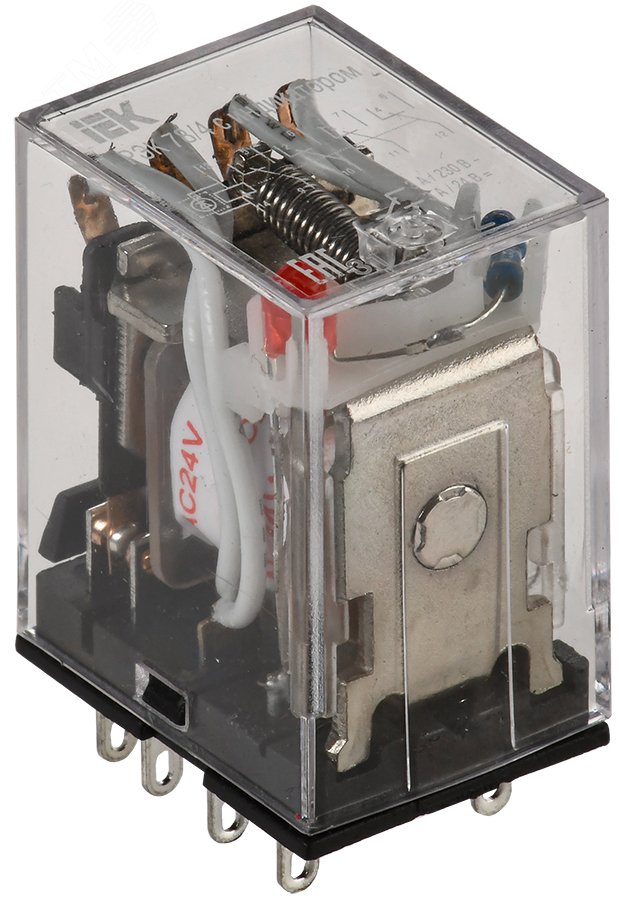 Изображение товара Реле промежуточное 24 В переменного тока 4 переключающих контакта 3 A РЭК78/4 с индикацией (шт)
