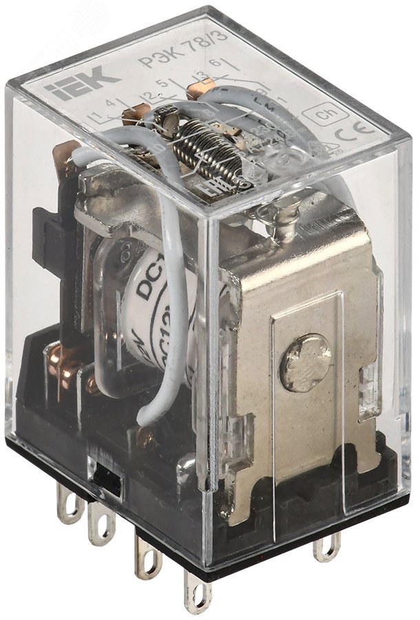 Изображение товара Реле промежуточное 5А 12 В 3 переключающих контакта РЭК78/3 без розетки (шт)