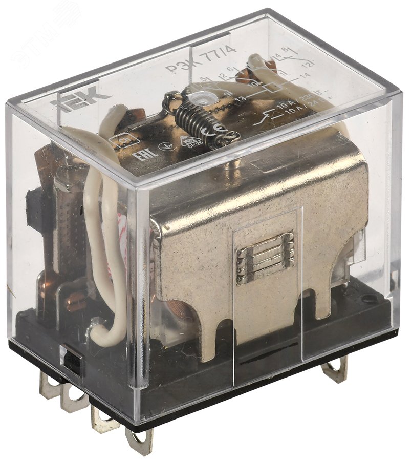 Изображение товара Реле промежуточное 24 В DC 4 переключающих контакта 10 A РЭК77/4 с индикацией (шт)