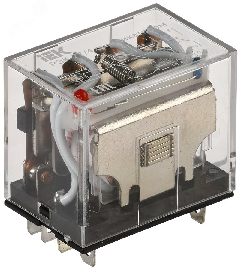 Изображение товара Реле промежуточное 12 В DC 4 переключающих контакта 10 A РЭК77/4 с индикацией (шт)