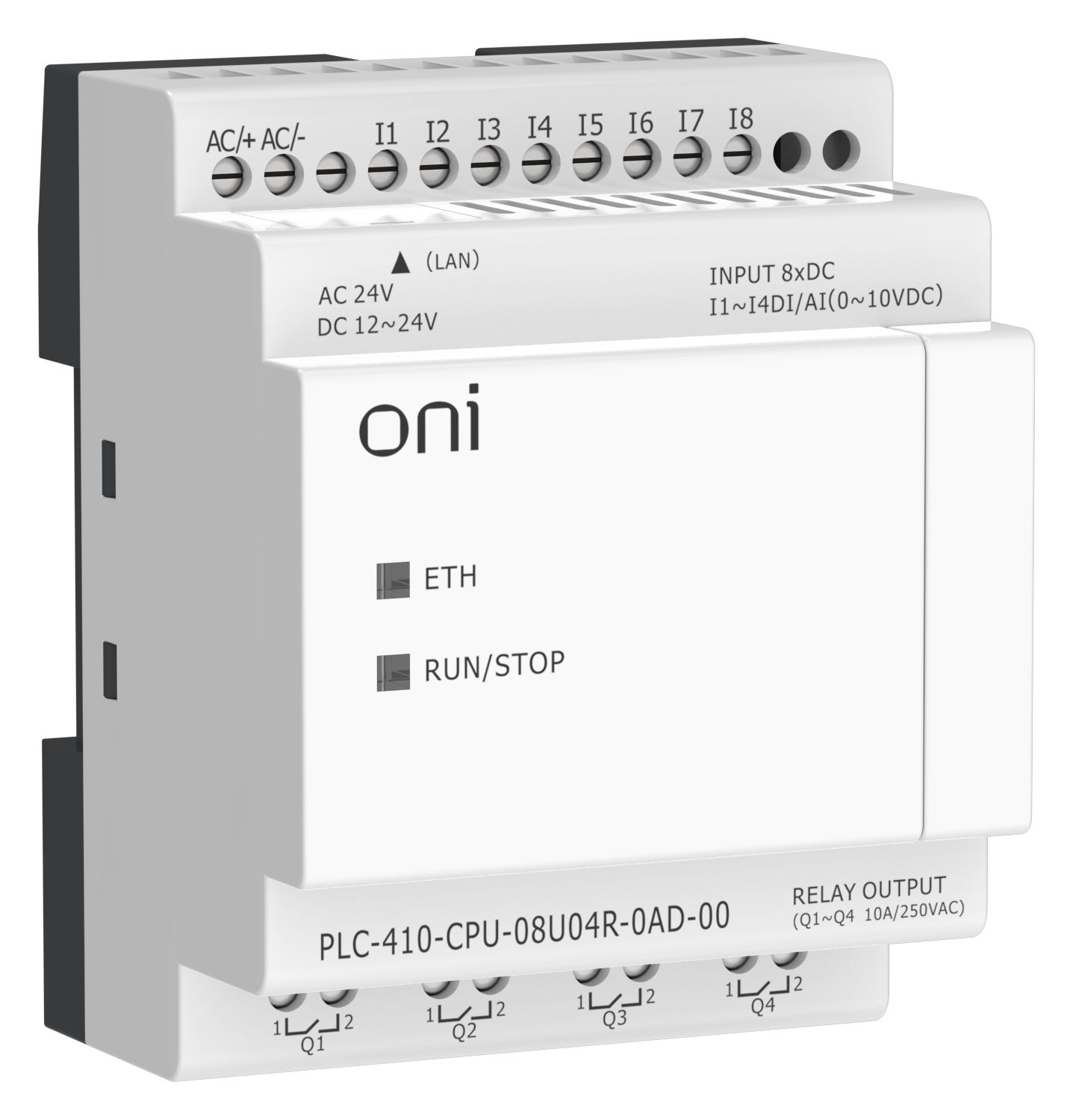 ПЛК 410 Модуль ЦПУ 4 DI 4 UI (0-10 В/DI) 4 RO 12В-24В DC или 24В AC с Ethernet портом без экрана