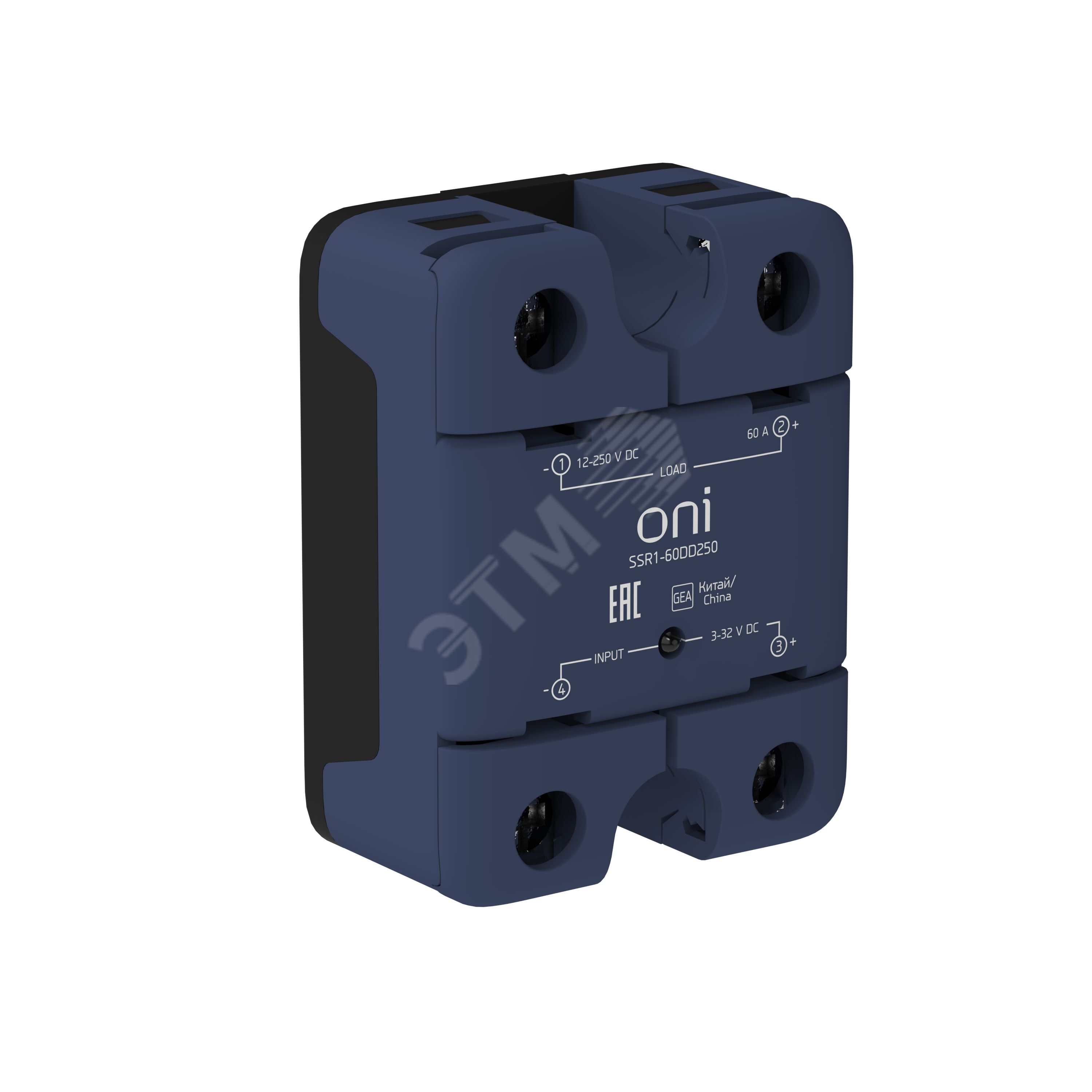 Изображение товара Твердотельное реле ONI SSR1 60А 3-32В DC на 250В для автоматизации