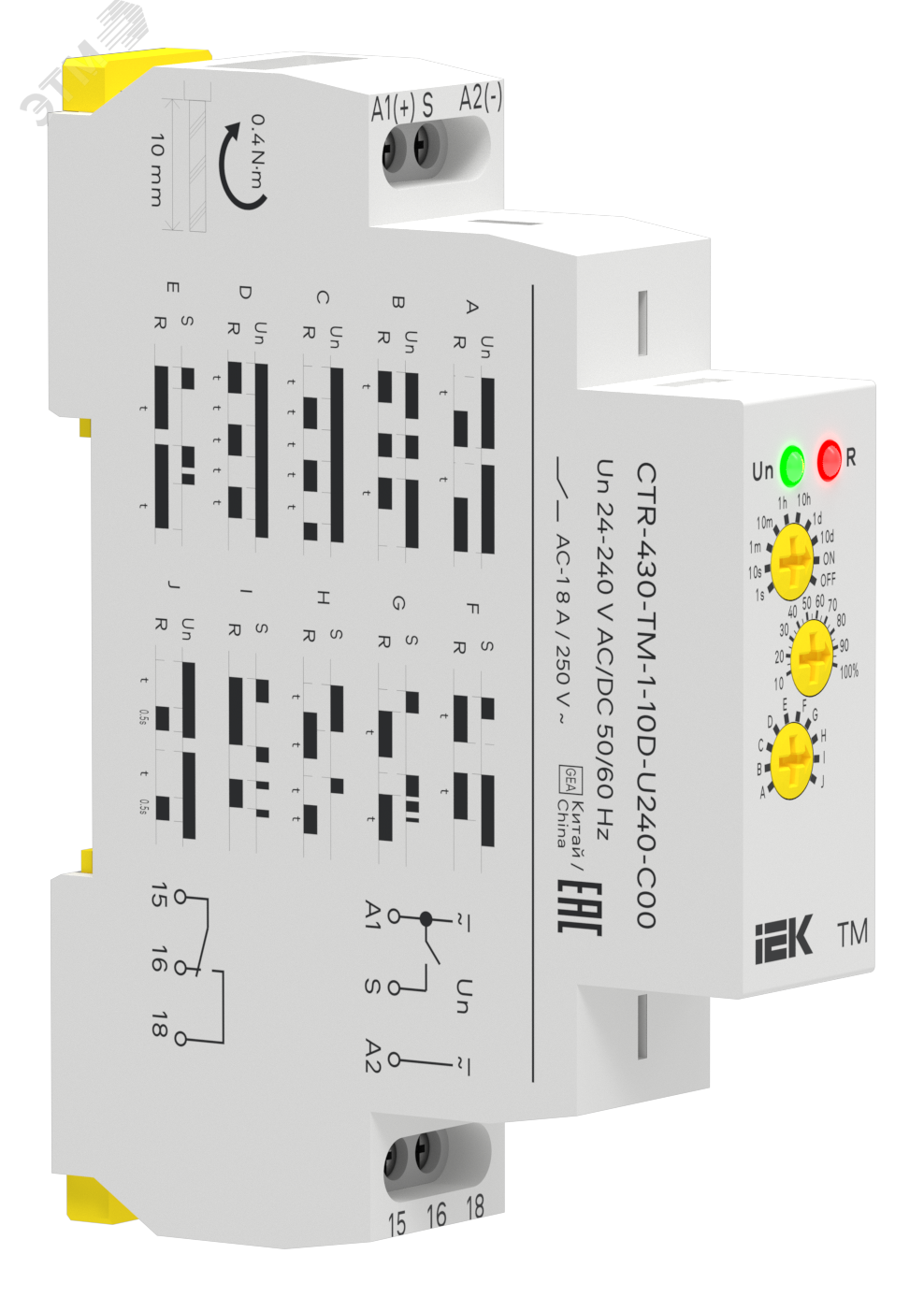 Изображение товара Многофункциональное реле времени TM IEK 24-240В AC/DC с 10 режимами