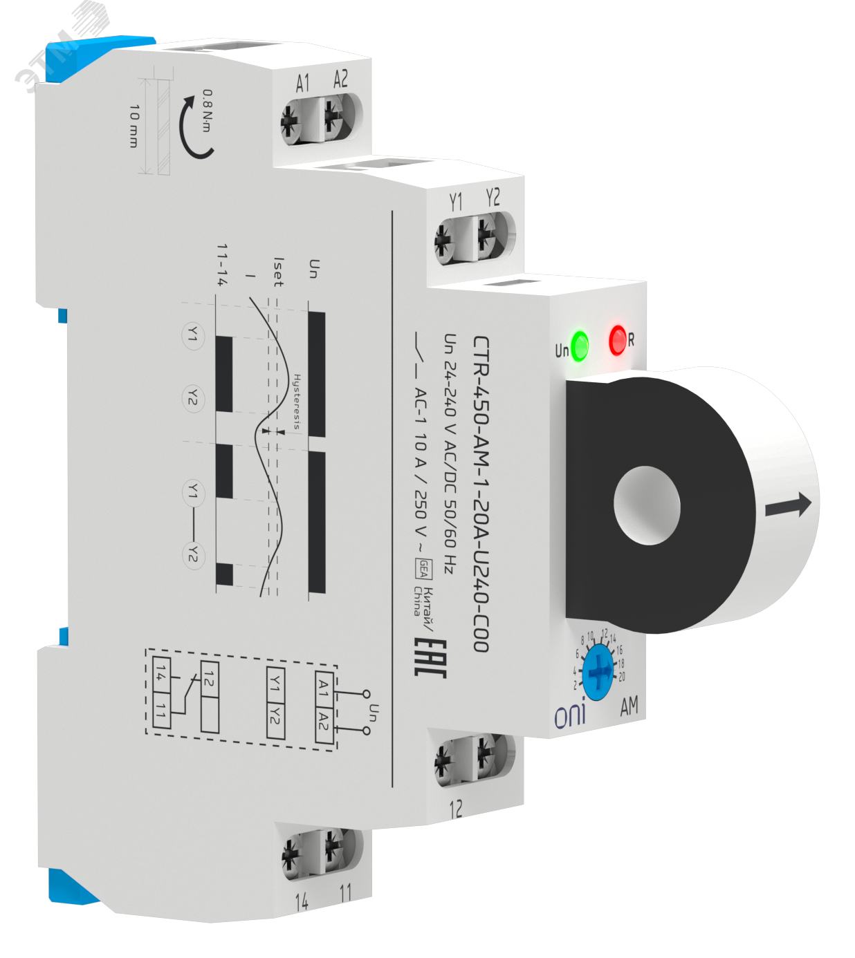 Изображение товара Реле контроля тока AM 2А-20А 1 контакт 24-240В AC/24В DC ONI