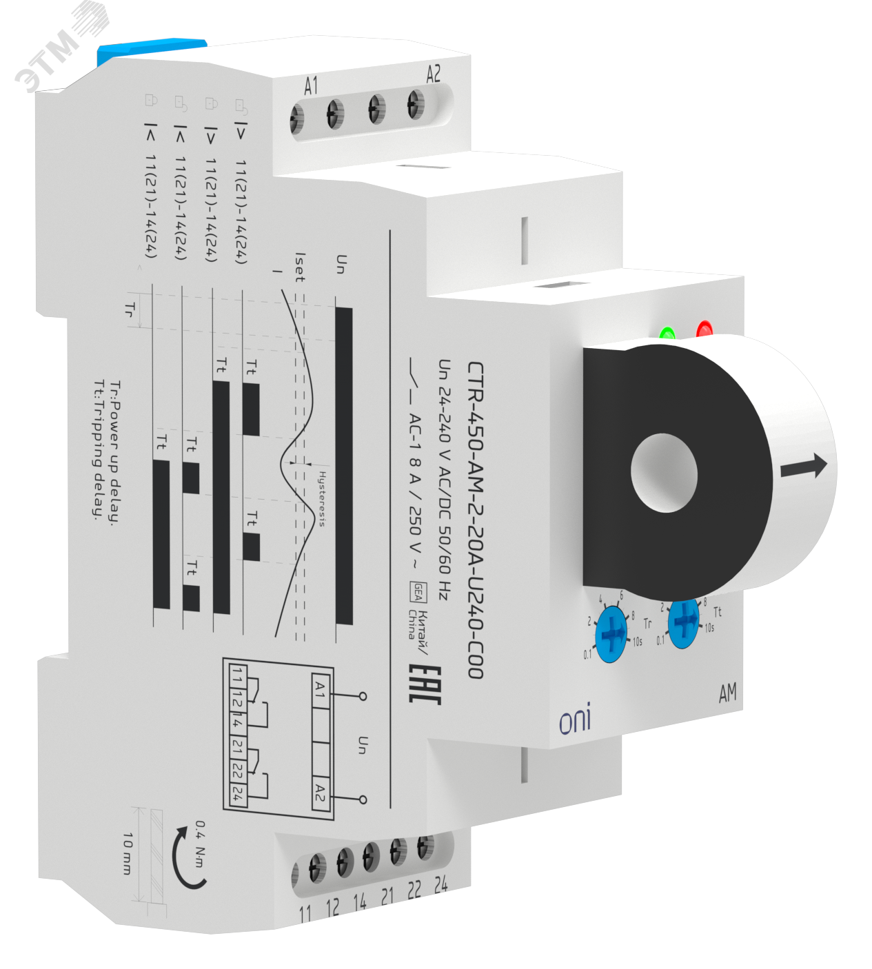Изображение товара Реле контроля тока ONI 2-20А на DIN-рейку 220 В автоматическое управление