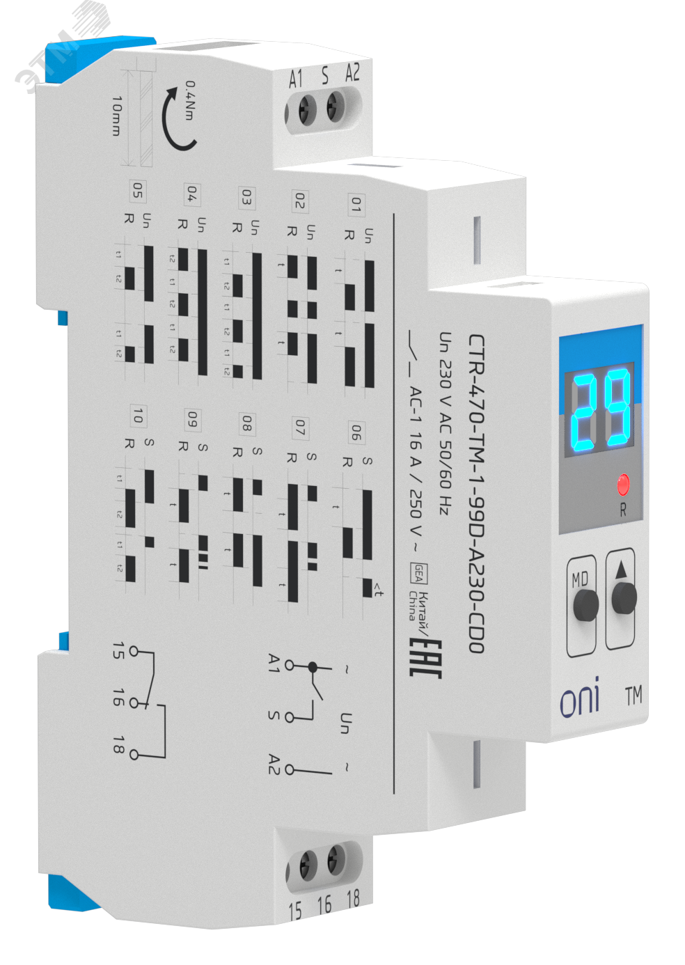 Изображение товара Многофункциональное реле времени TM с дисплеем 230В ONI