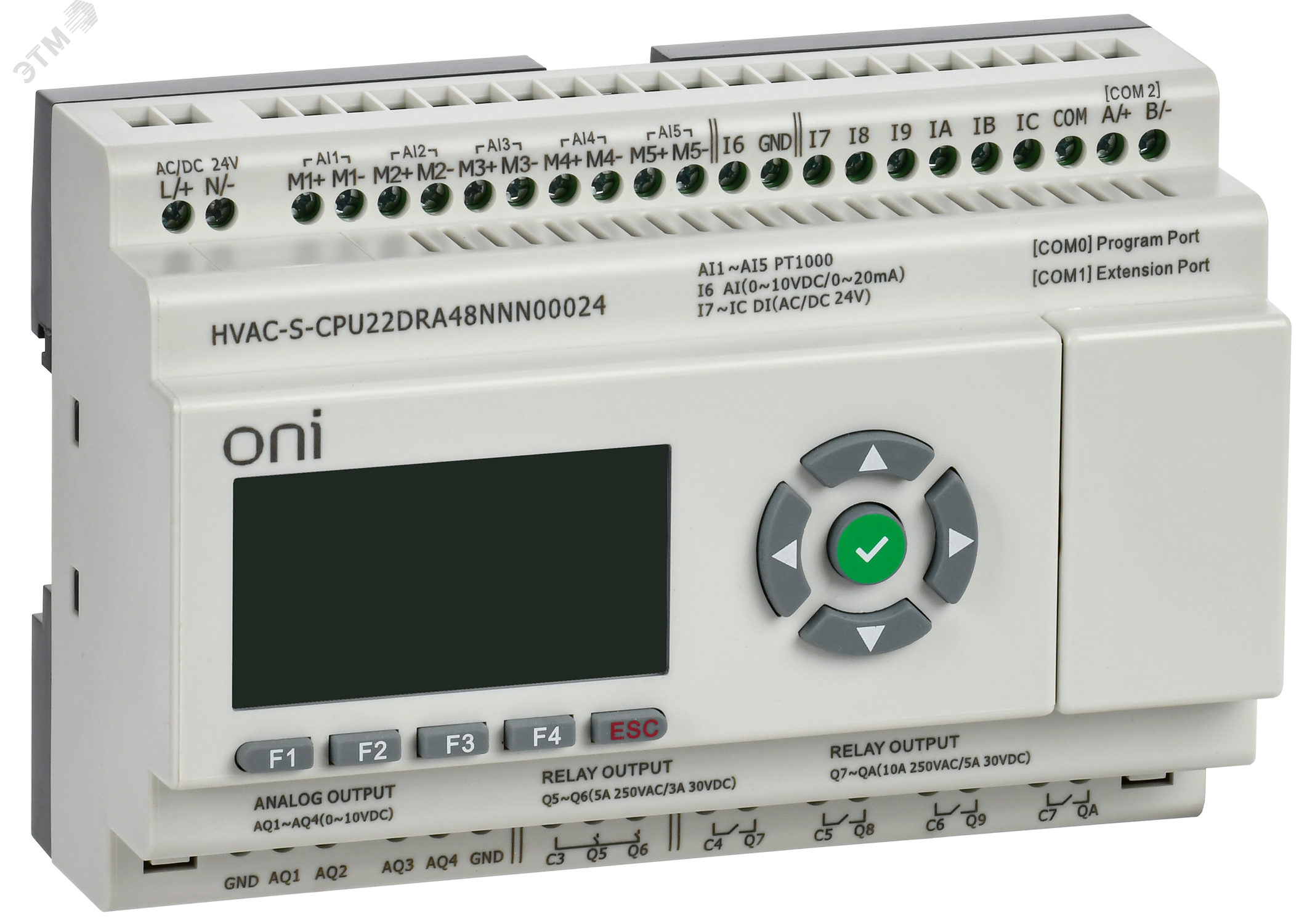 Изображение товара Модуль ЦПУ микро ПЛК HVAC S 6DI 6DO 1AI 5PT 4AO RS485 24В