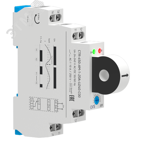 Изображение товара Реле контроля тока AM 2А-20А 1 контакт 24-240В AC/24В DC ONI (шт)