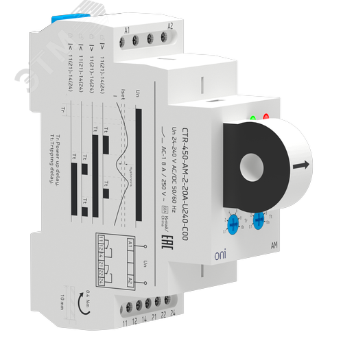 Изображение товара Реле контроля тока AM 2А-20А 2 контакта 24-240В AC/24В DC ONI (шт)