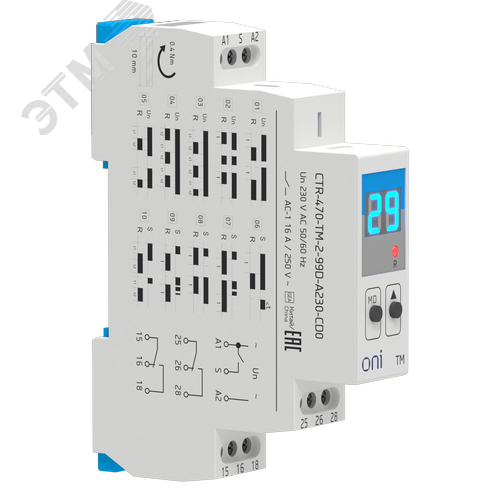 Изображение товара Реле времени многофункциональное TM с дисплеем 2 контакта 230В AC ONI (шт)