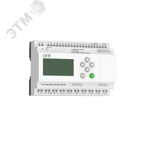 Изображение товара Модуль ЦПУ 4 DI 12 UI (0-10 В/DI) 8 RO 2 AO (1 шт 0-10 В и 1 шт 0-20 мА) 24В DC с Ethernet портом с экраном (шт)