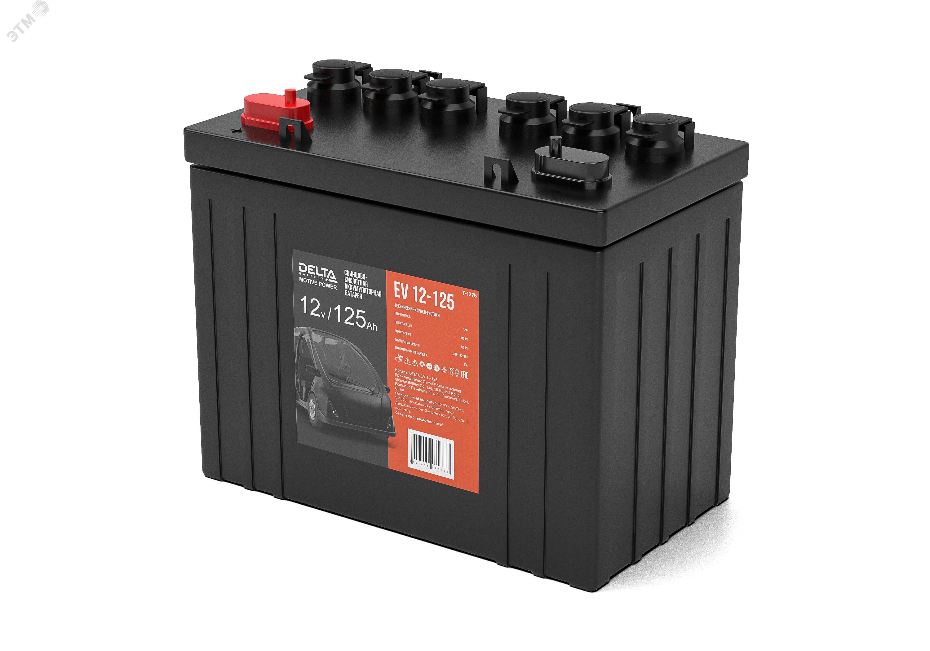 Изображение товара Тяговая аккумуляторная батарея 12В 125Ач DELTA EV 12-125 для транспорта и техники