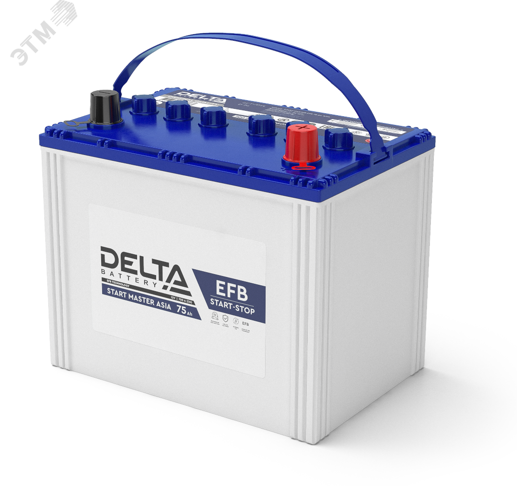 Изображение товара Автомобильный аккумулятор DELTA START MASTER 75 Ач 12В EFB ультраустойчивый