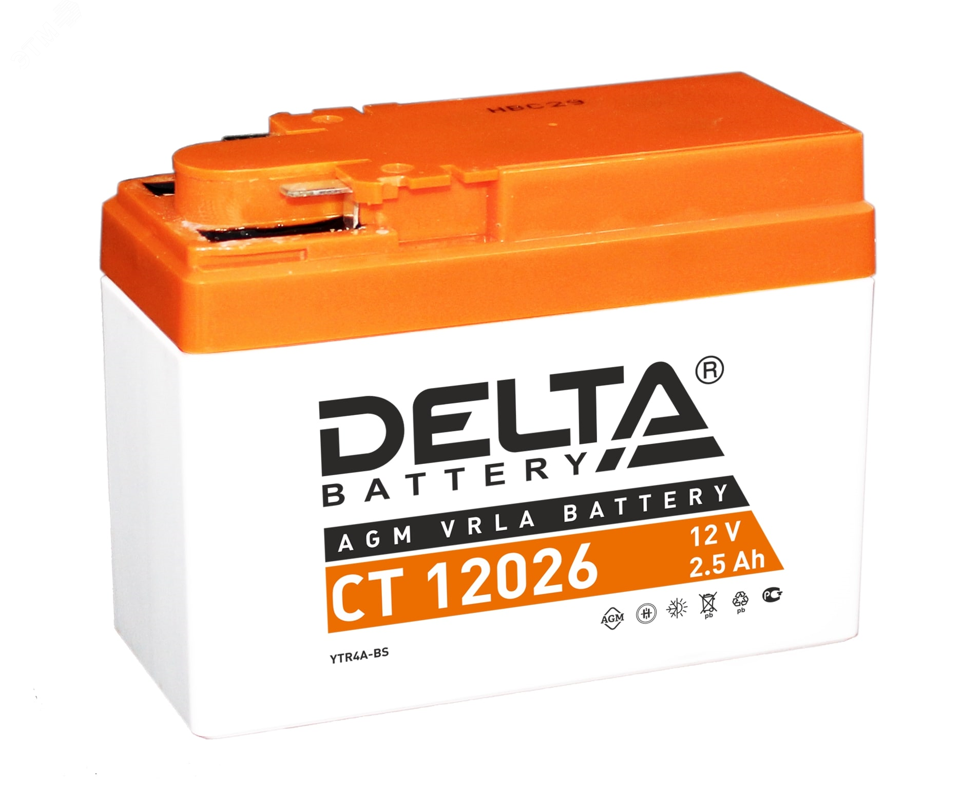 Изображение товара Аккумулятор CT 12В 2.5Ач Delta для мототехники с AGM технологией